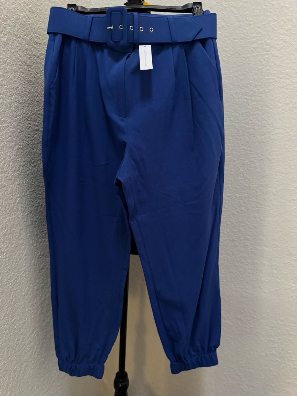 Royal Blue Belted Cropped Pants - Picture 5 of 13